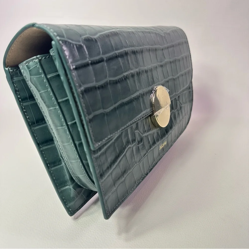 NEW JASON WU ORBIT SAGE LEAF GREEN LEATHER CROC EMBOSSED BAG AUTHENTIC - Picture 4 of 16